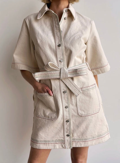 ALM Norma Denim Cotton Mini Dress Shirtdress