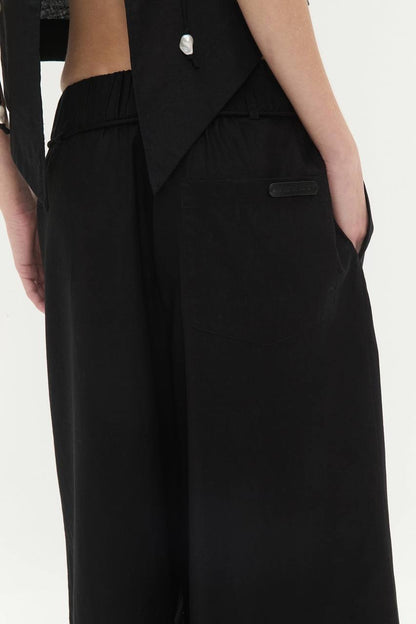 3 Colors! AJ Dessie Belted Relaxed Linen-Cotton Pants