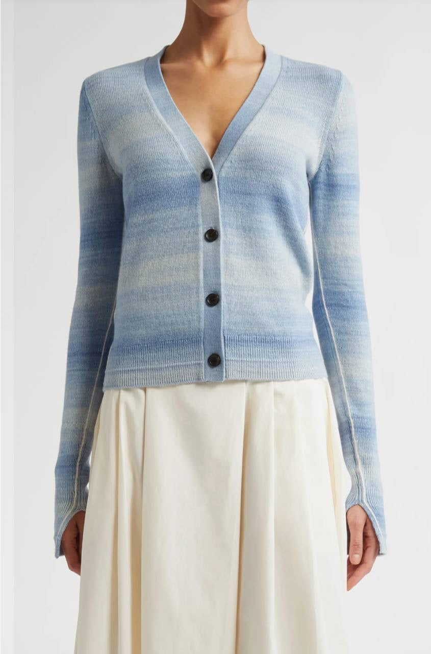 MM Space Dye Stripe Slim-Fit Featherweight Cashmere-Organic Cotton Cardigan