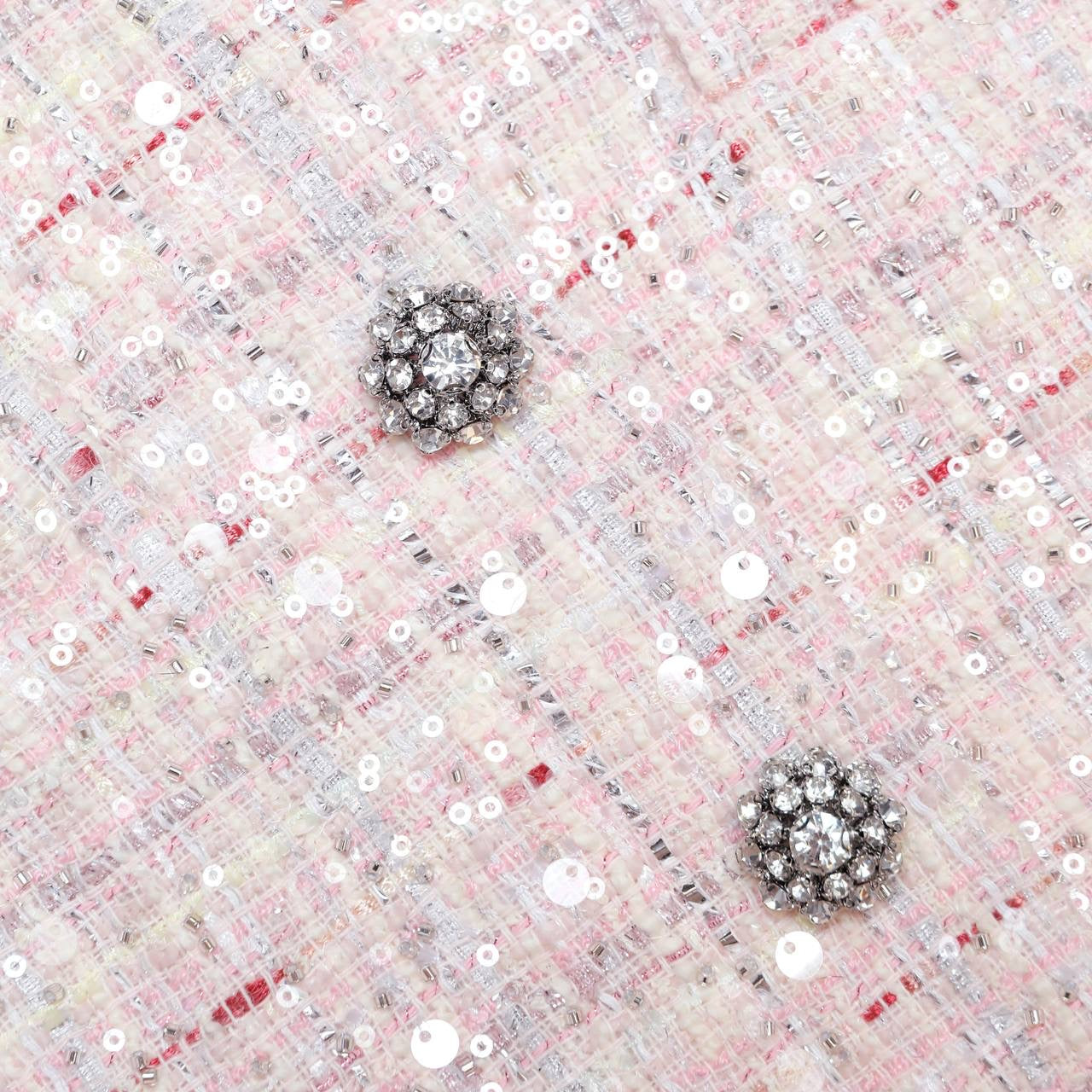 SP Pink Sequin Boucle Jacket | Bow Sleeveless Shift Mini Dress | Set