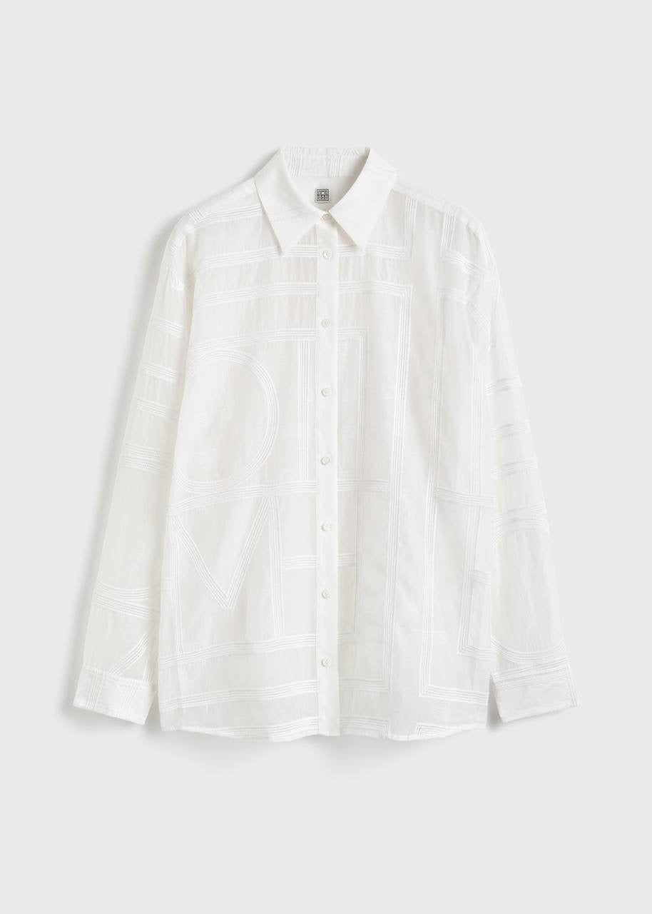TOT Monogram Embroidered Classic Shirt | Summer PJ Bottoms Pant | Silk-Cotton Set