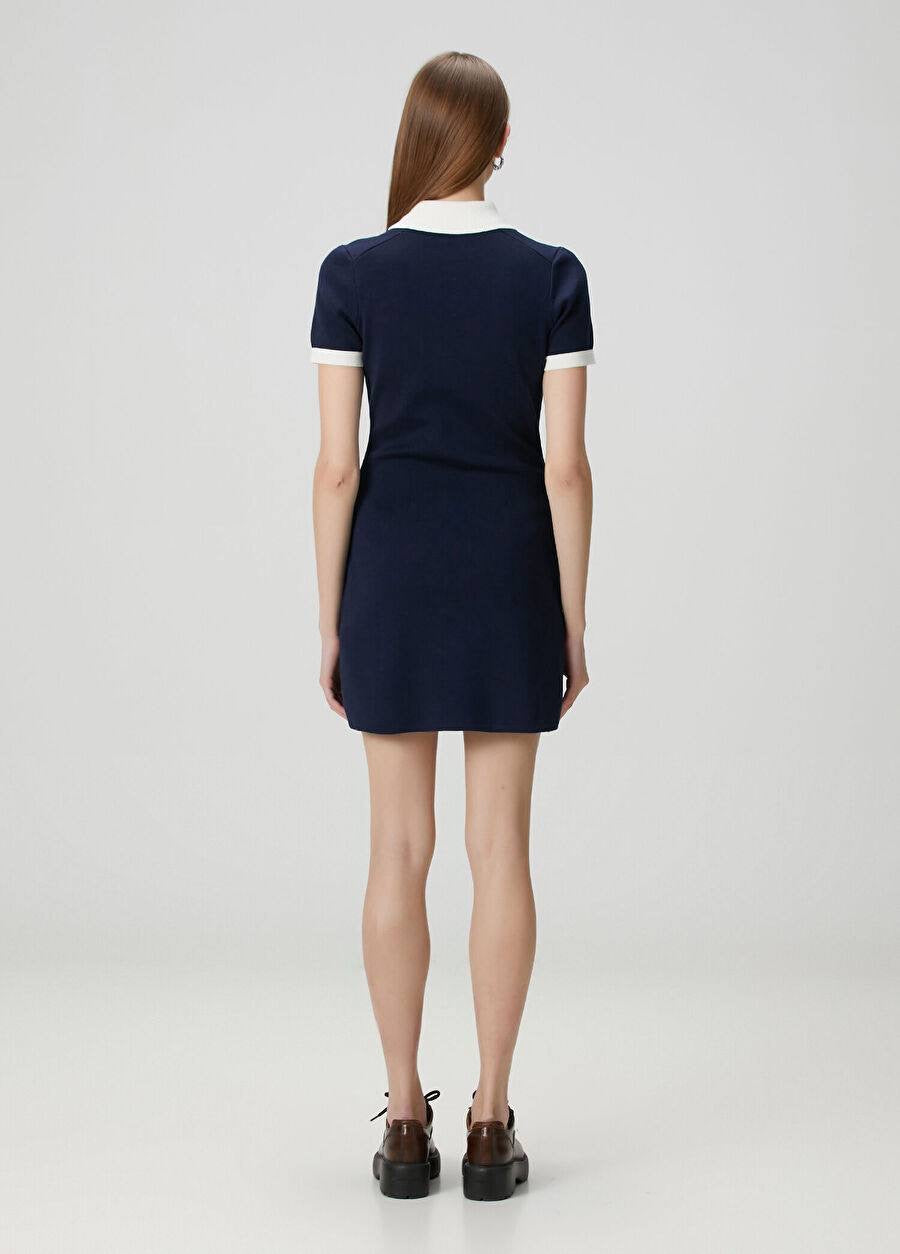 MJ Contrast Trim Polo Cotton-blend Mini Dress