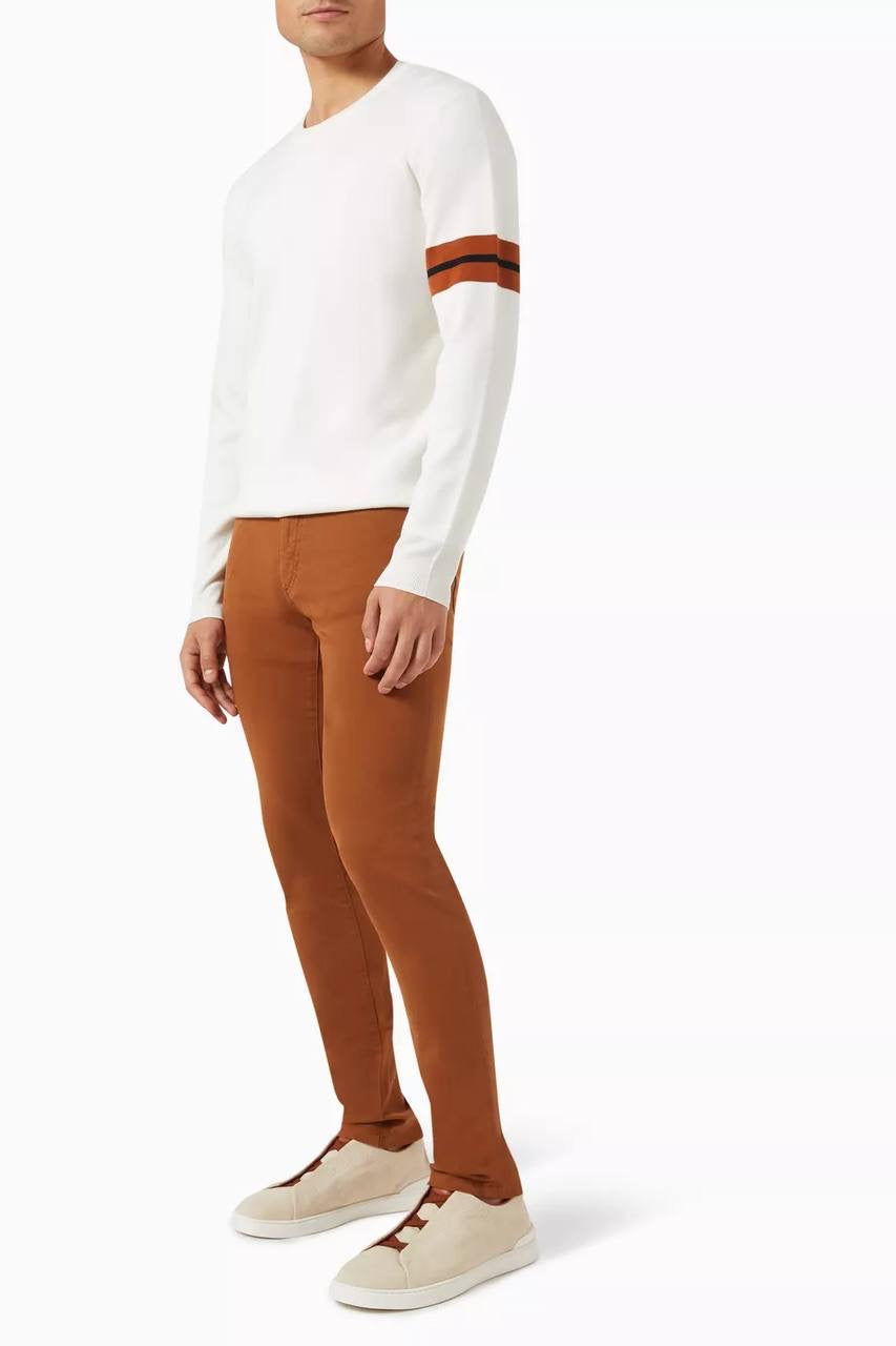 2 Colors! ZN Men’s High Performance Wool Crewneck Jumper Sweater w/ Stripe Detail