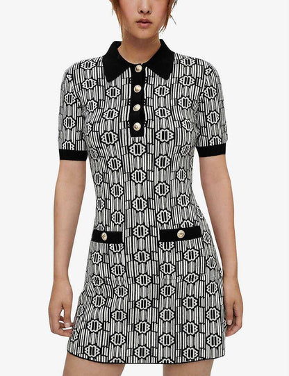 MJ Risola Monogram-Pattern Jacquard Mini Dress