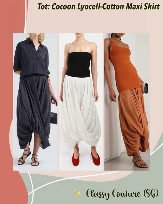 Tot Cocoon Lyocell-Cotton Draped Maxi Skirt