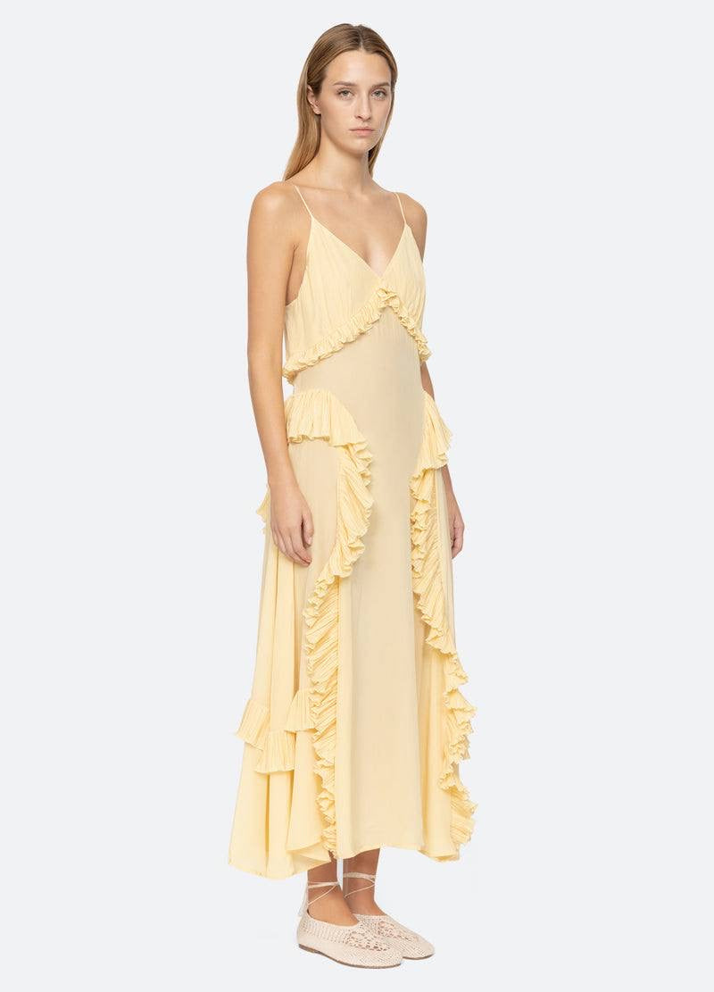 SE Delilah Chiffon Ruffle Midi Maxi Dress