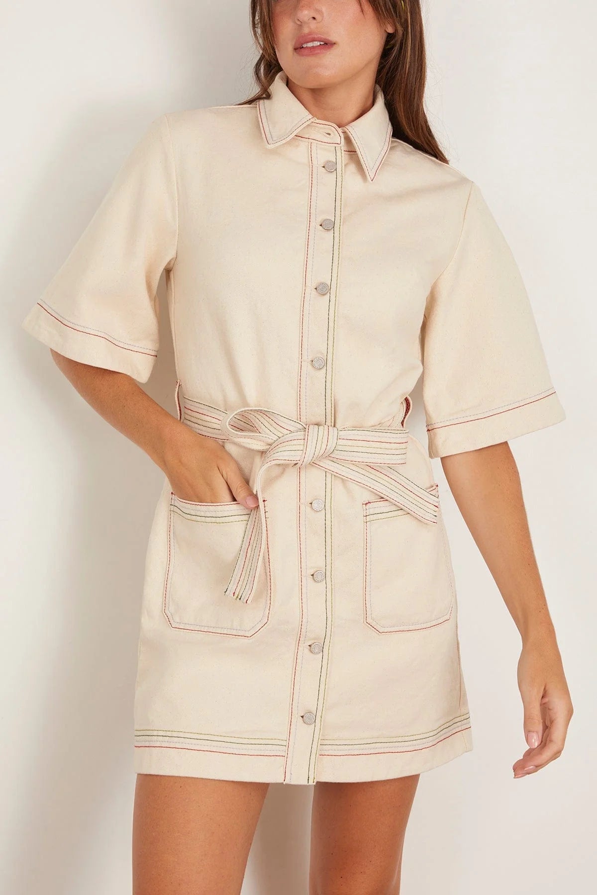 ALM Norma Denim Cotton Mini Dress Shirtdress