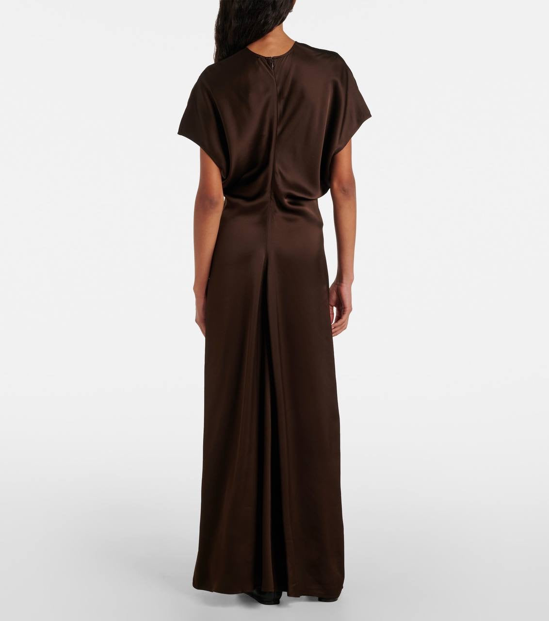 TOT Slouch-waist Viscose Satin Midi Maxi Dress