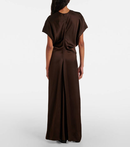 TOT Slouch-waist Viscose Satin Midi Maxi Dress