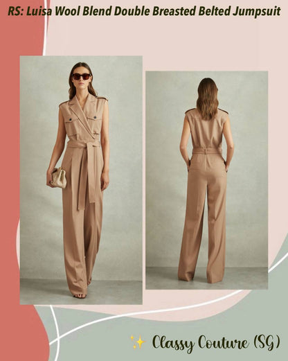 RS Luisa Wool Blend Double Breasted Belted Jumpsuit