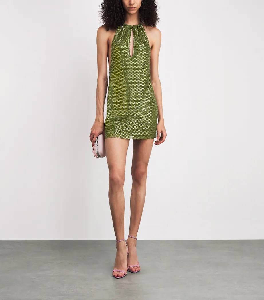 SP Olive Rhinestone Mini Dress