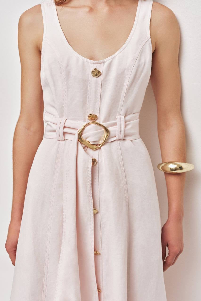 AJ Leonie Linen-blend Midi Dress