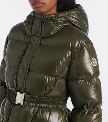 MC Bellevue Hooded Long Belted Down Jacket