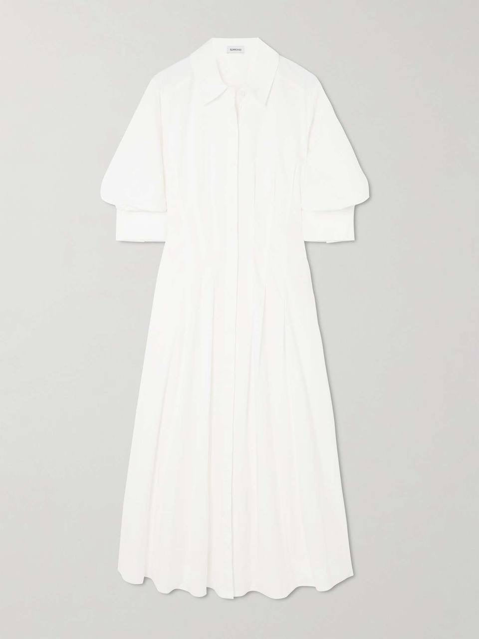 SK Jazz Pintuck Cotton-blend Midi Dress