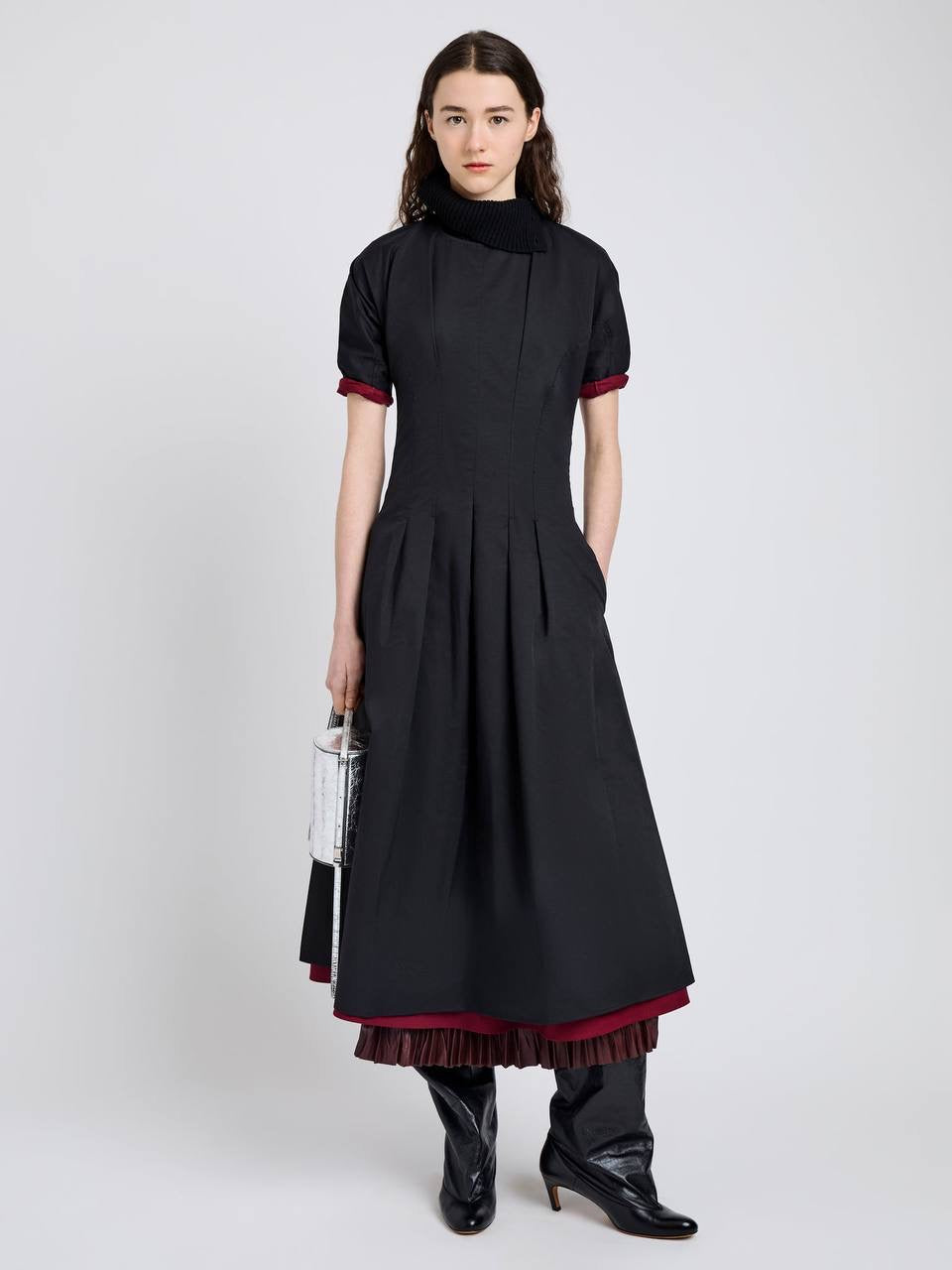 PS Ainsley Pleated Brushed Cotton Blend Twill Midi Dress