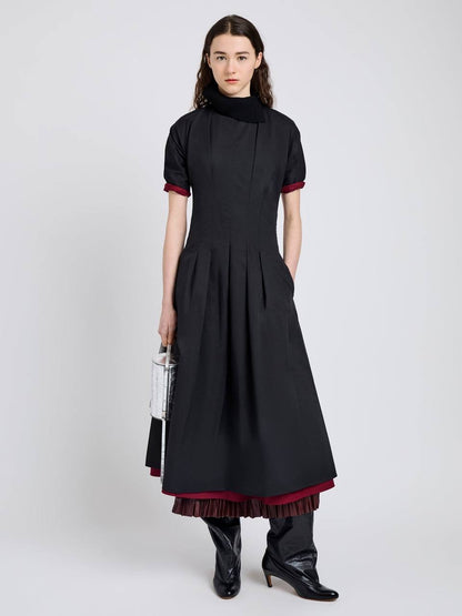 PS Ainsley Pleated Brushed Cotton Blend Twill Midi Dress