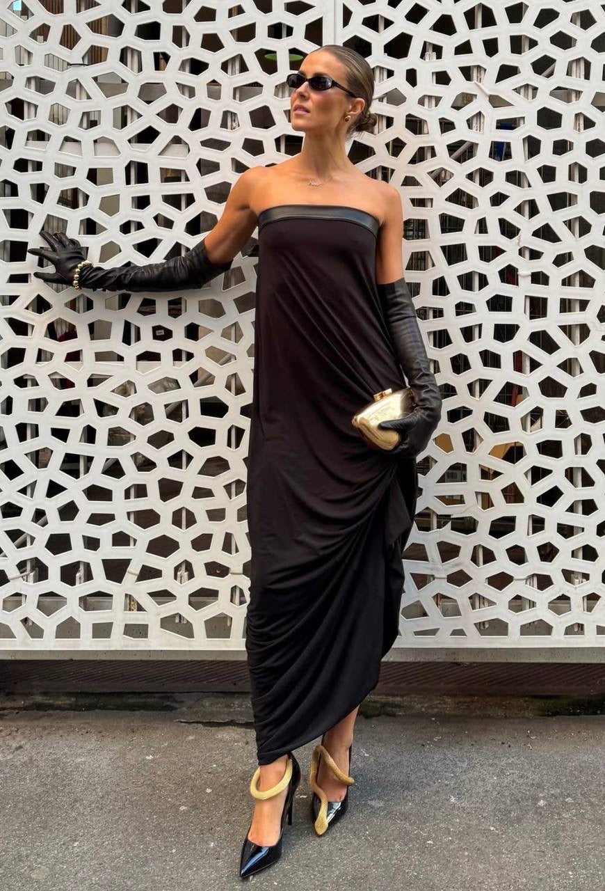 RB Antonie Cowl-Back Buckle Maxi Dress