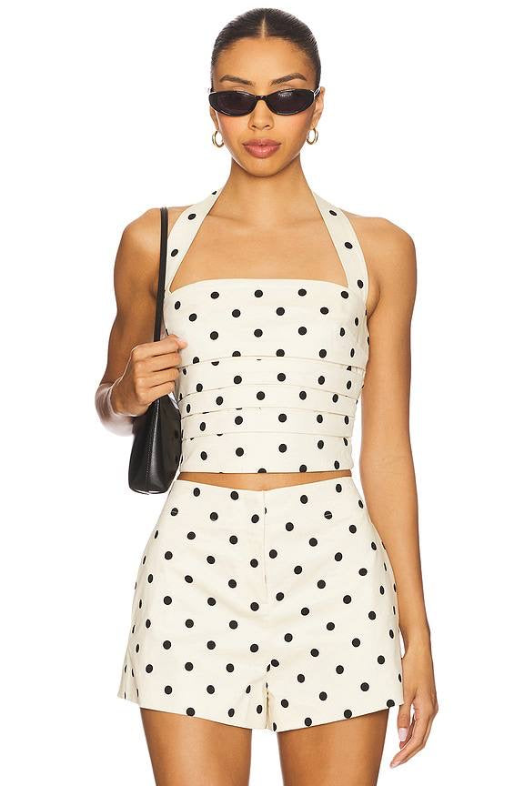 LA Polina Polkadot Halter Crop Top | High Waist Shorts | Set