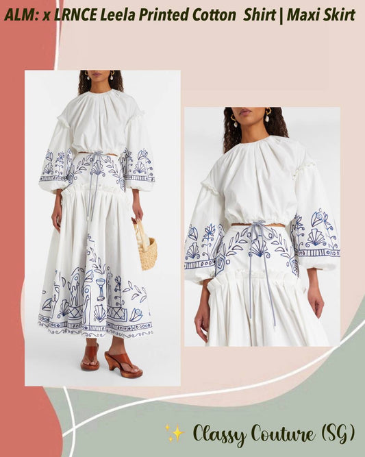 ALM Leela Printed Cotton Shirt | Midi Skirt | Set