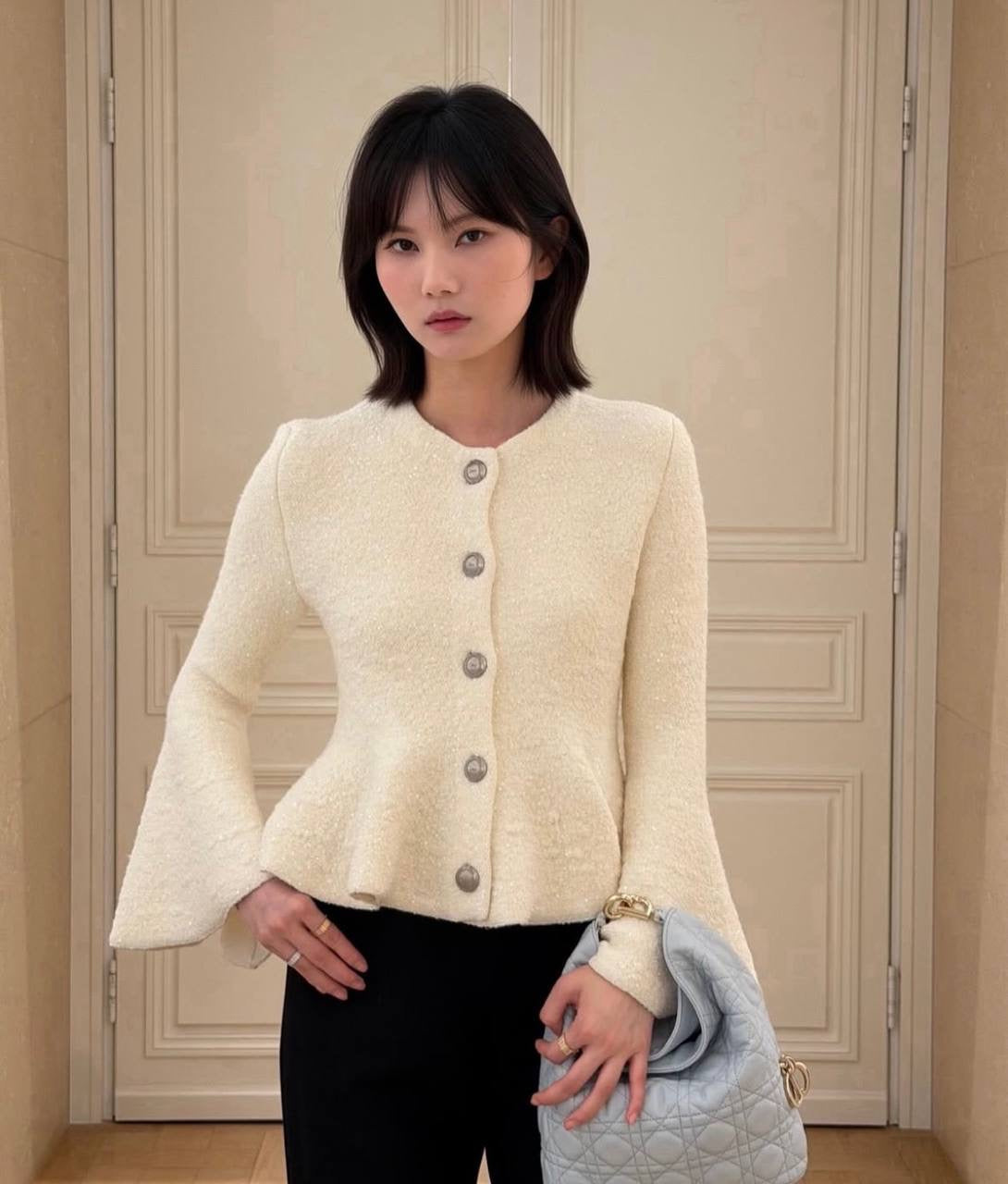 DR Virgin Wool-Blend Knit Embroidered with Silver-Tone Sequins