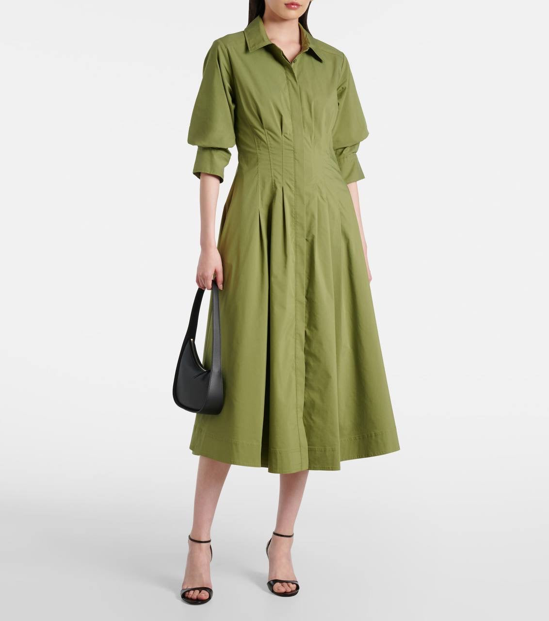 SK Jazz Pintuck Cotton-blend Midi Dress