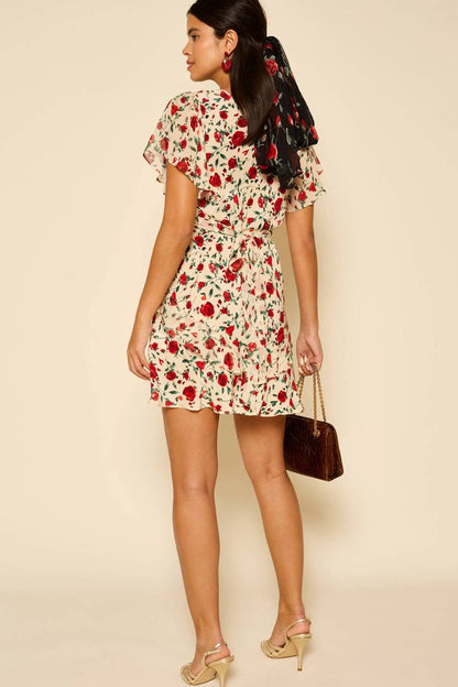 RX Sutton Flutter Sleeve Silk Mini Dress