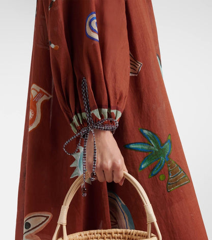 ALM + LNCE Printed Ramie and Cotton-Blend Midi Dress