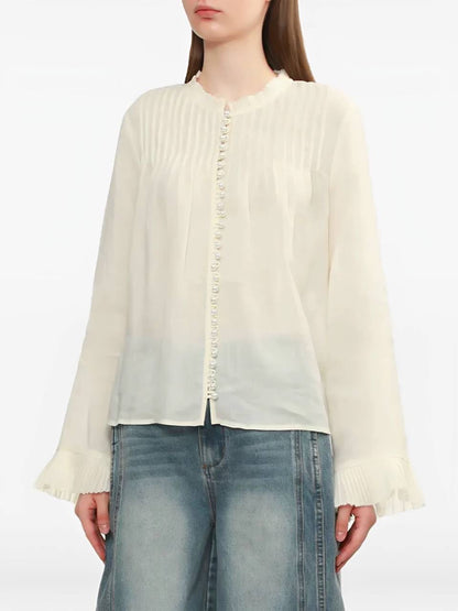 SE Thalia Pearl-Embellished Blouse