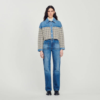 SD Cordoue Logo Jacquard Denim Cropped Jacket