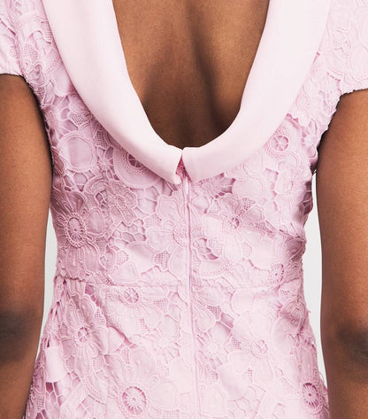 SP Pink Lace Scoop-Back Midi Dress