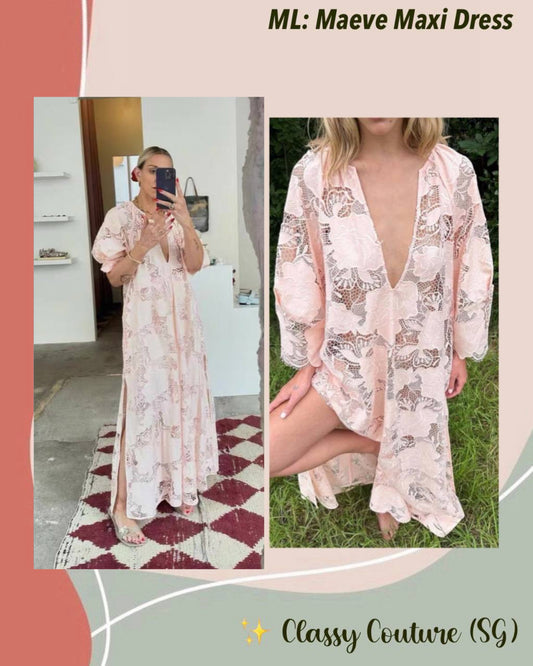 ML Maeve Cotton-blend Sheer Lace Maxi Dress