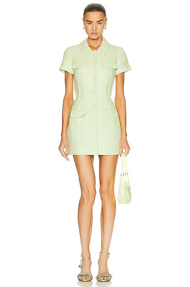 SP Lime Green Tweed Boucle Mini Dress