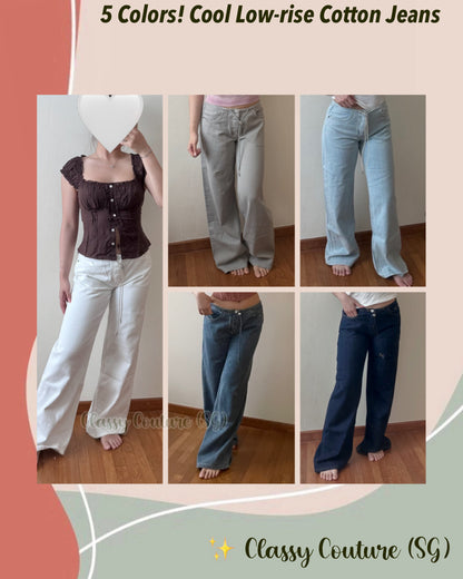 5 Colors! Cool Low-Rise Denim Cotton Jeans Pants