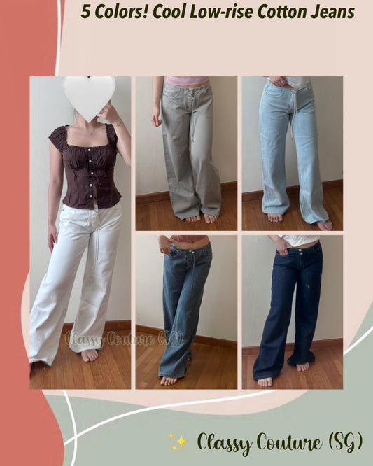 5 Colors! Cool Low-Rise Denim Cotton Jeans Pants