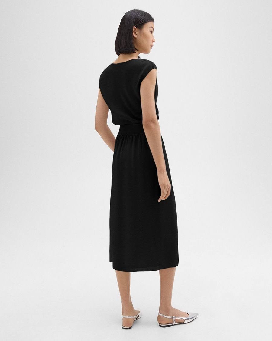 TH Combo Slip Midi Dress in Silk Georgette