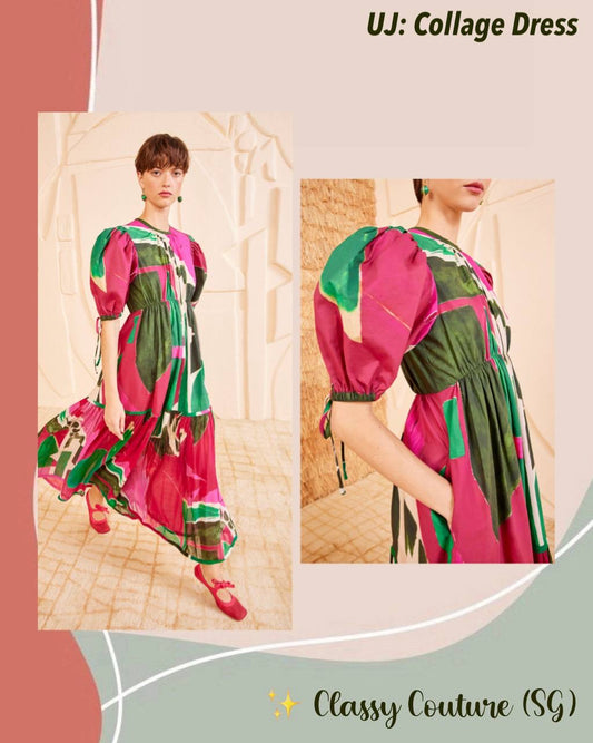 UJ Collage Silk-Cotton Midi Dress