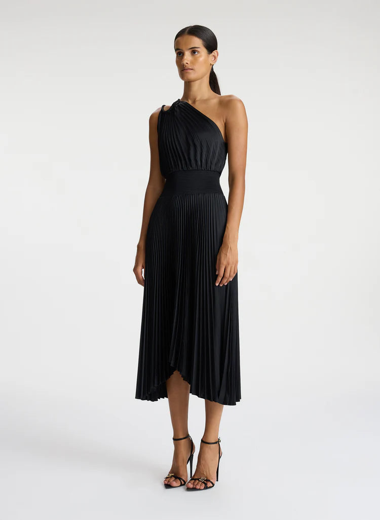 ALC Ruby Satin Pleated Midi Dress