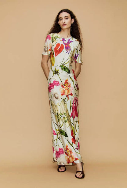 (PART 4/5) SL Short Sleeve Bias Silk Midi Maxi Dress