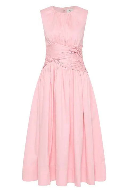 AJ Agatha Knot Waist Cotton Midi Dress