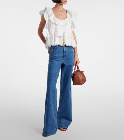 DS Light Volumes Ruffle Cotton Backless Top