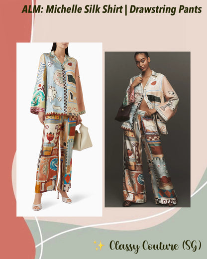 ALM Michelle Silk Shirt | Drawstring Pants | Set