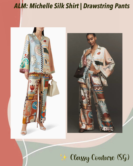 ALM Michelle Silk Shirt | Drawstring Pants | Set