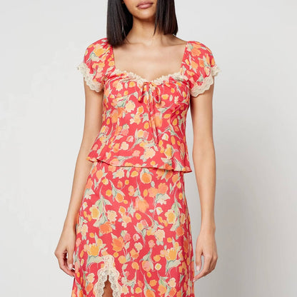 RX Rosella Lace Viscose Trim Top