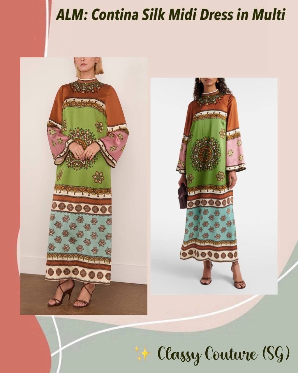 ALM Contina Silk Midi Dress in Multi