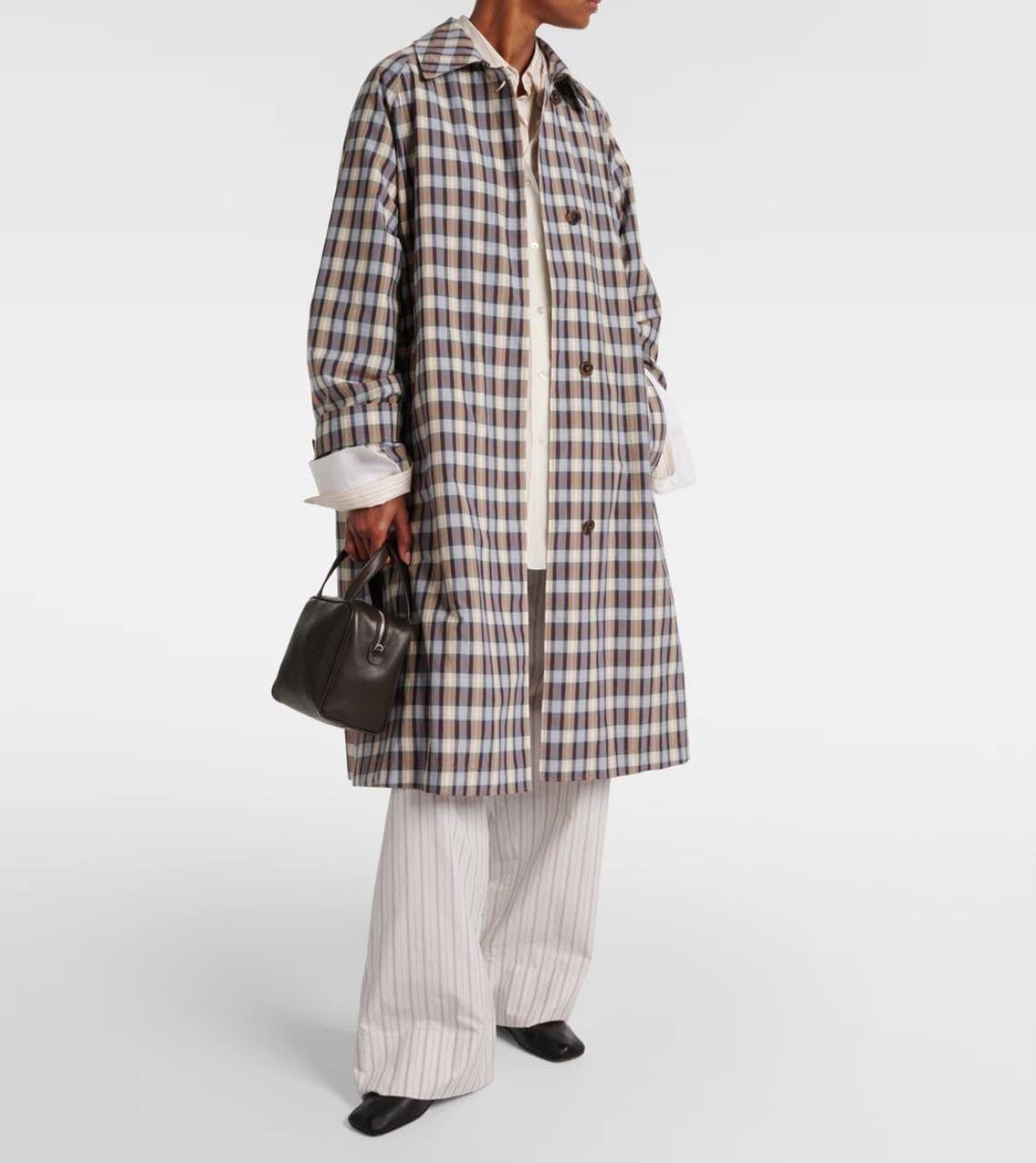 TR Tavishina Checked Silk-Cotton-Blend Poplin Coat