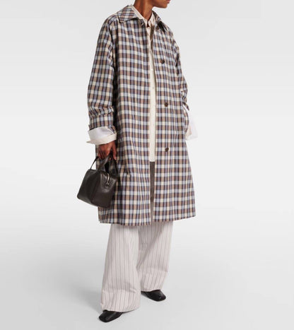 TR Tavishina Checked Silk-Cotton-Blend Poplin Coat