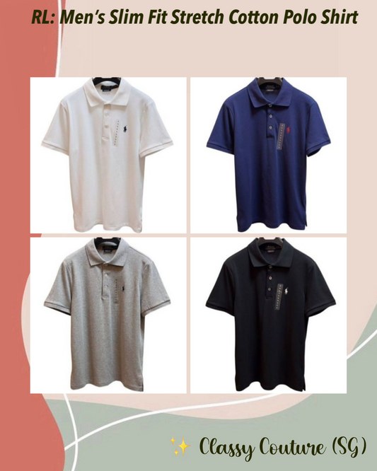 RL Men’s Custom Slim Fit Stretch Mesh Cotton Polo Shirt