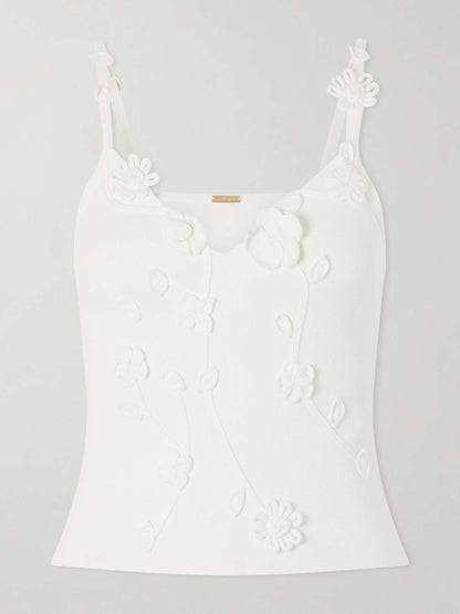 CG Emiliana Viscose-blend Knit 3D Floral-Appliqué Top
