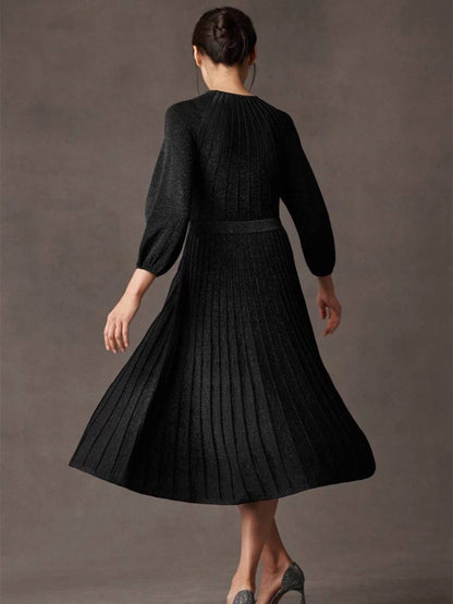 TF Lumia Viscose-blend Metallic Black Knitted Midi Dress