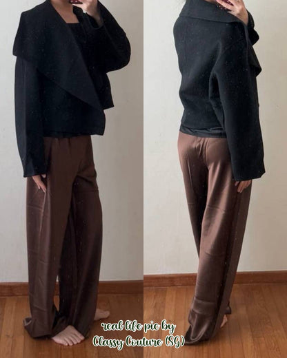3 Colors! Tot Signature Cropped Double Face Wool Jacket Coat